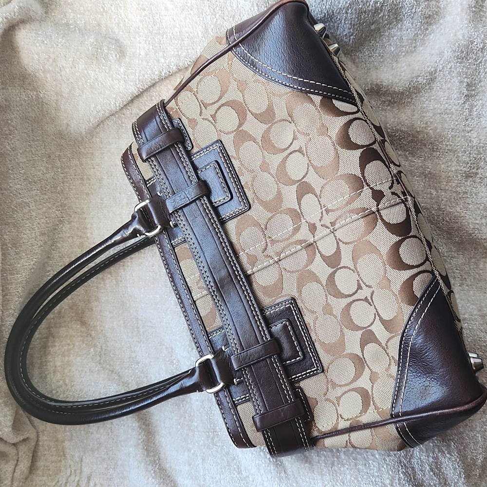 Coach Signature Hampton Canvas & Leather Shoulder Bag - Picture 4 of 16